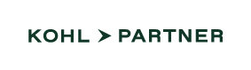This image shows a simple, modern business logo for "KOHL > PARTNER" in a clean, minimalist design. The text appears to be in a dark green or teal color with a professional sans-serif typeface, and includes a mathematical "greater than" symbol between the two words.